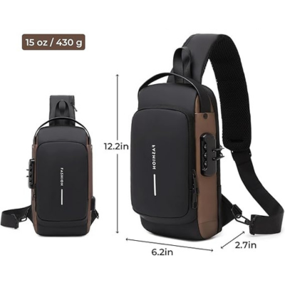 Bolso Cruzado Antirrobo Premium con Puerto USB – Impermeable y Unisex